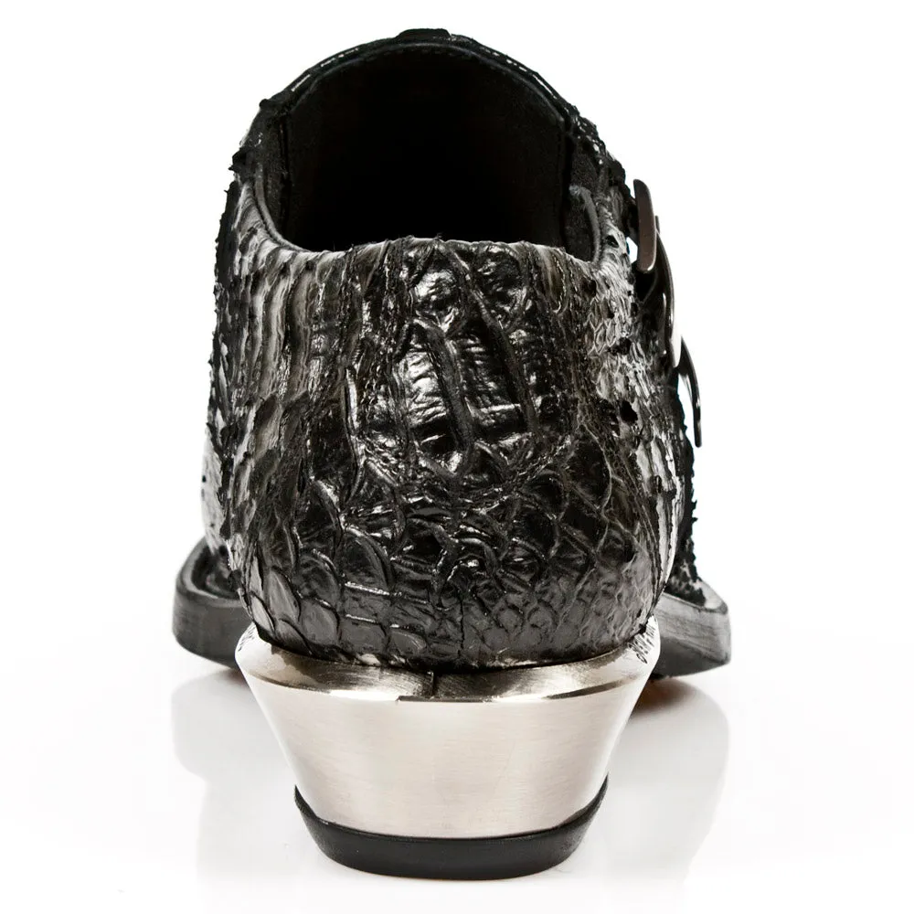 7934-S2 Embossed Leather Buckle West Boots