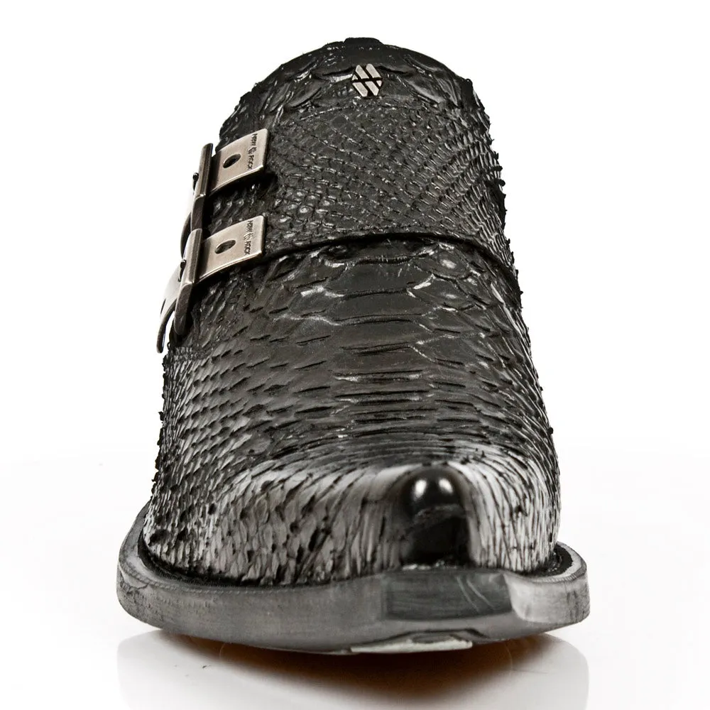 7934-S2 Embossed Leather Buckle West Boots