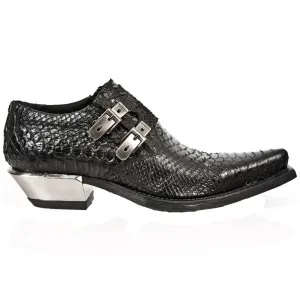 7934-S2 Embossed Leather Buckle West Boots