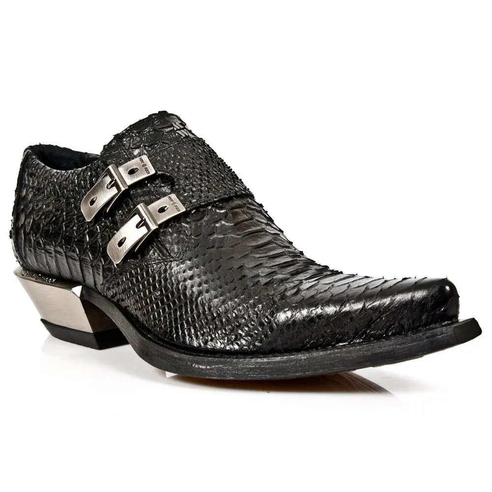 7934-S2 Embossed Leather Buckle West Boots