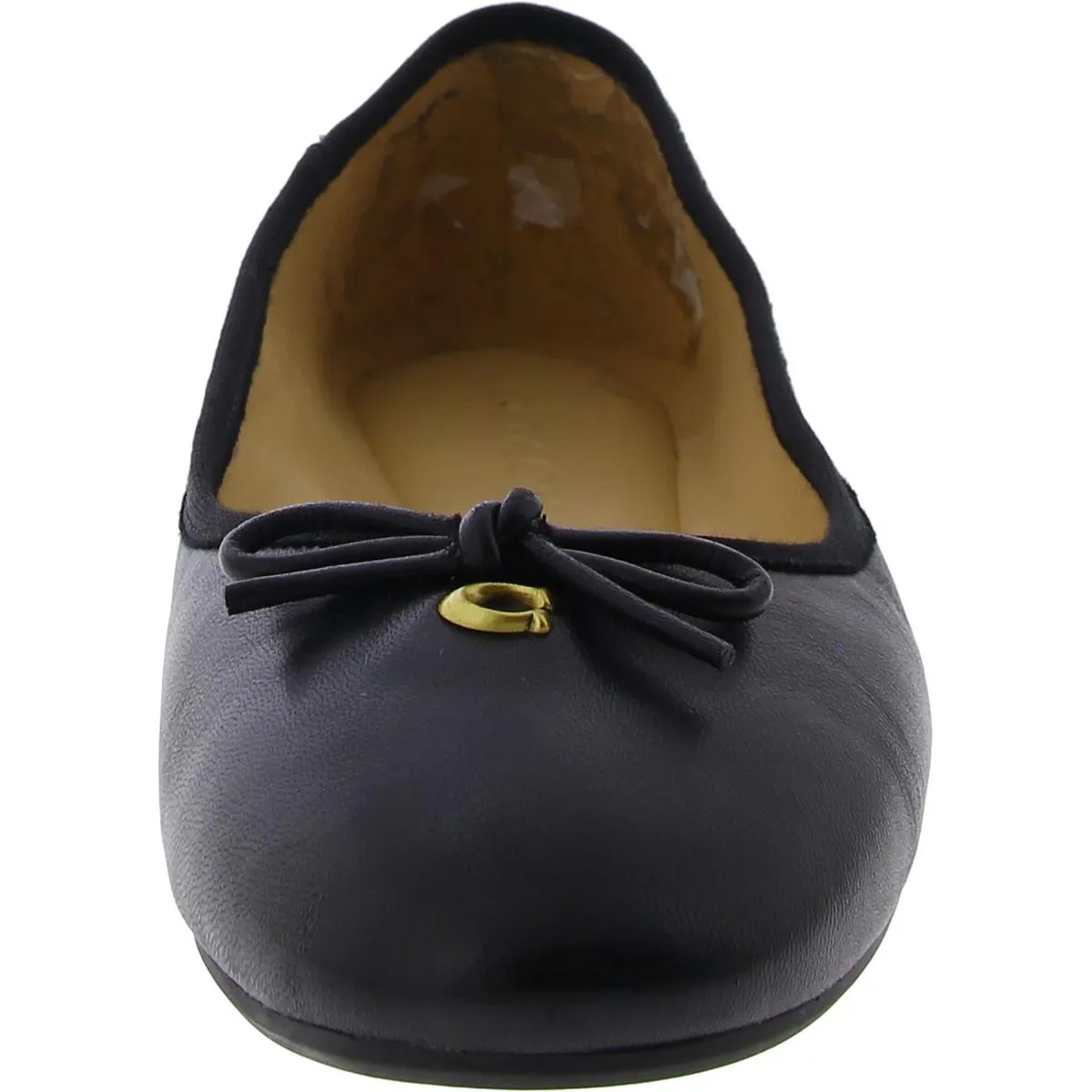 Abigail Ballet Womens Leather Bow Ballet Flats