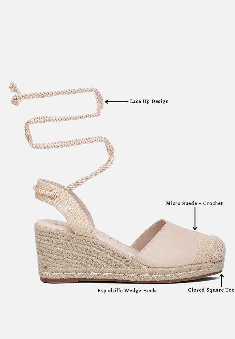 aiden lace-up crochet espadrilles
