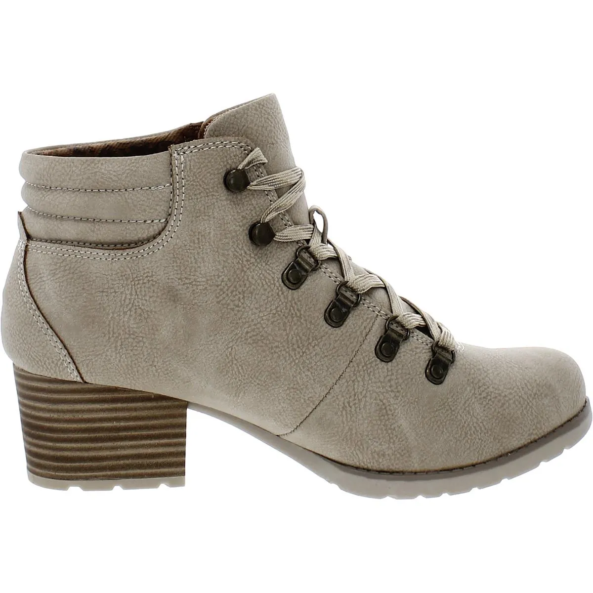 Alder Womens Faux Leather Block Heel Hiking Boots