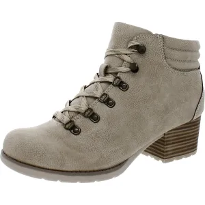 Alder Womens Faux Leather Block Heel Hiking Boots