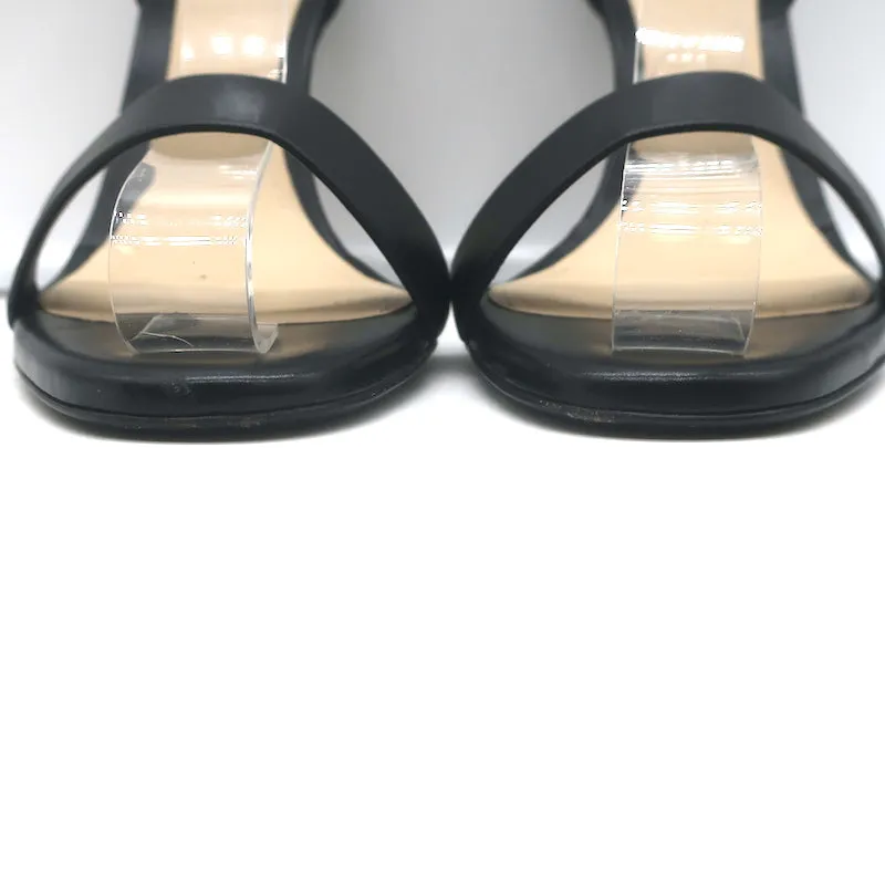 Alevi Crystal-Embellished Ankle Strap Sandals Black Leather Size 36
