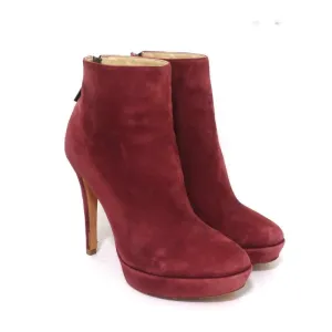 Alexandre Birman Platform Ankle Boots Red Suede Size 7 High Heel Booties