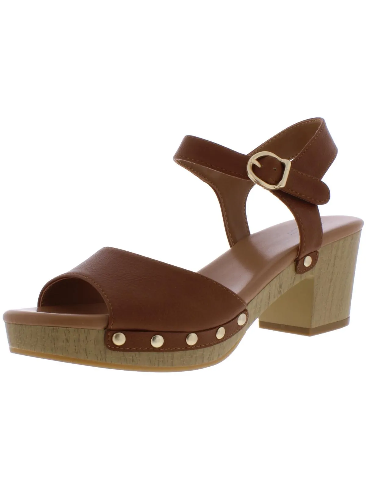 Anddreas Womens Faux Leather Clog Heel Sandals