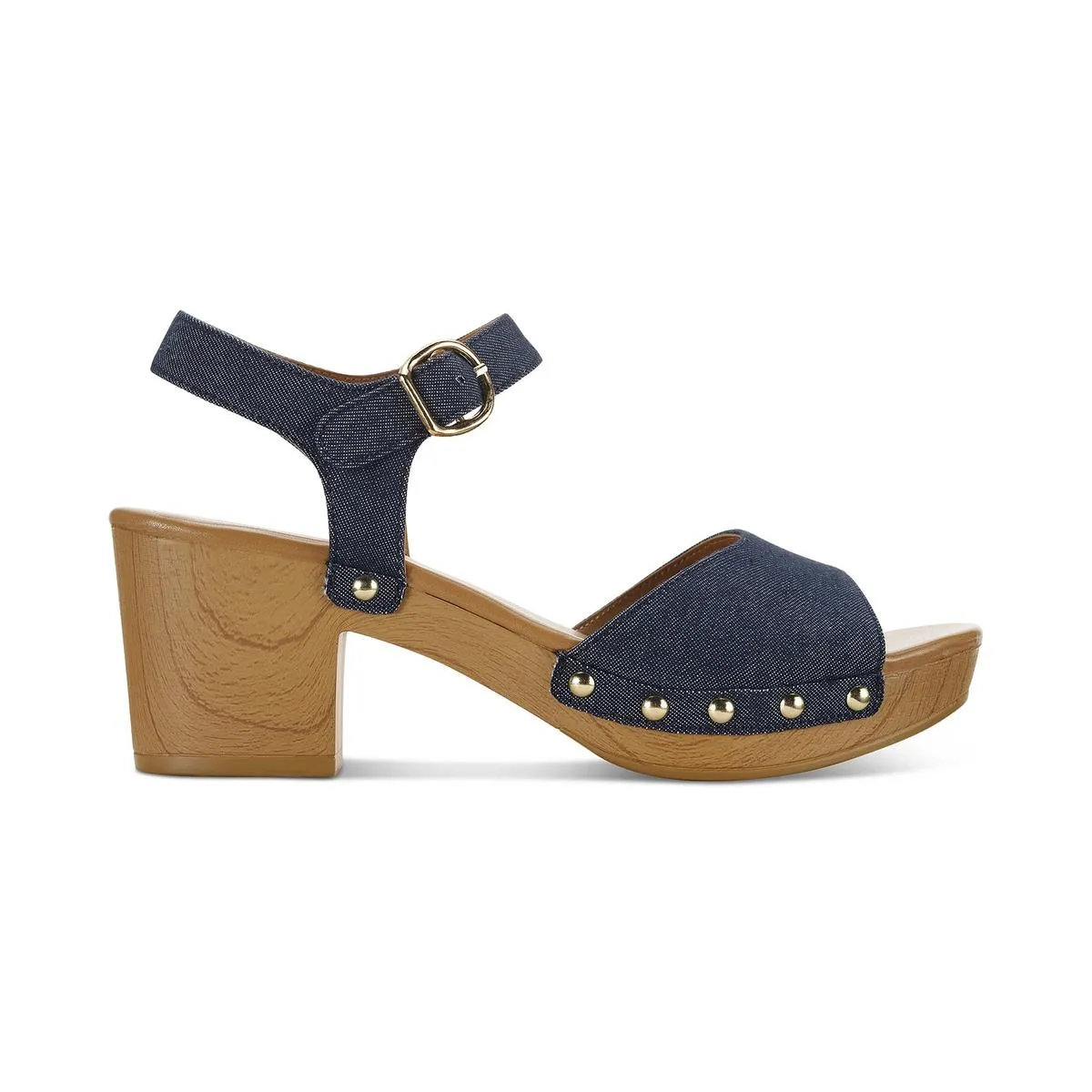 Anddreas Womens Faux Leather Clog Heel Sandals
