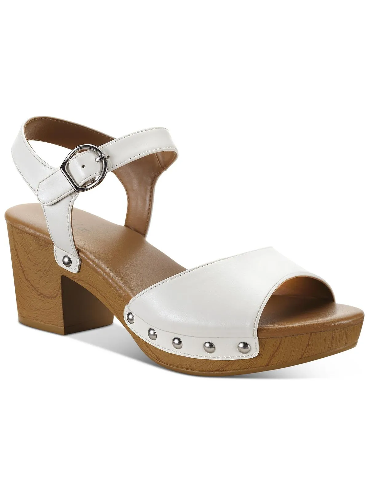 Anddreas Womens Faux Leather Clog Heel Sandals