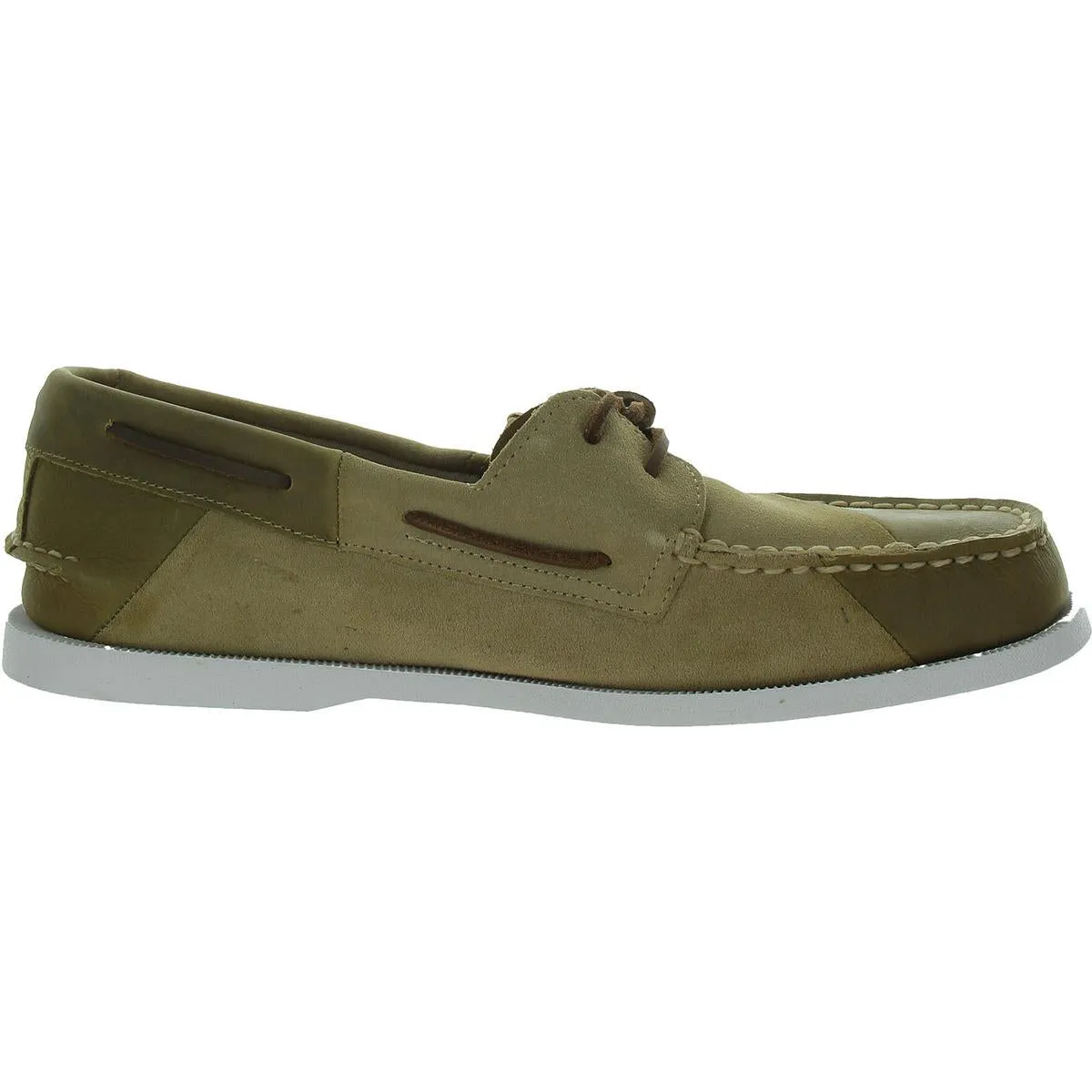 A/O 2-Eye Patchwork Mens Leather Flat Boat Shoes