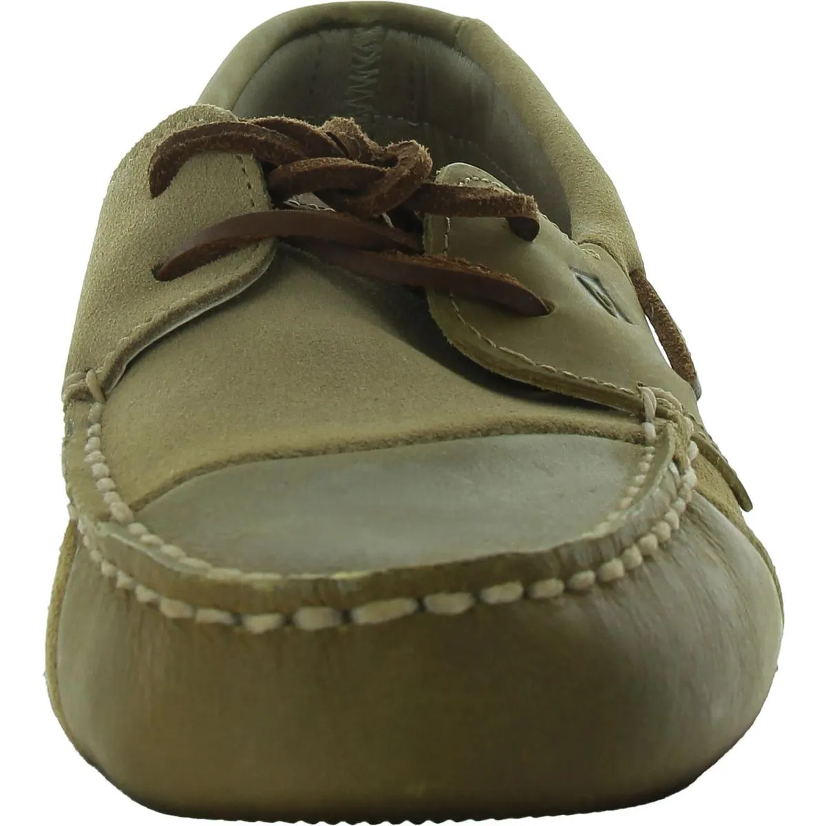 A/O 2-Eye Patchwork Mens Leather Flat Boat Shoes