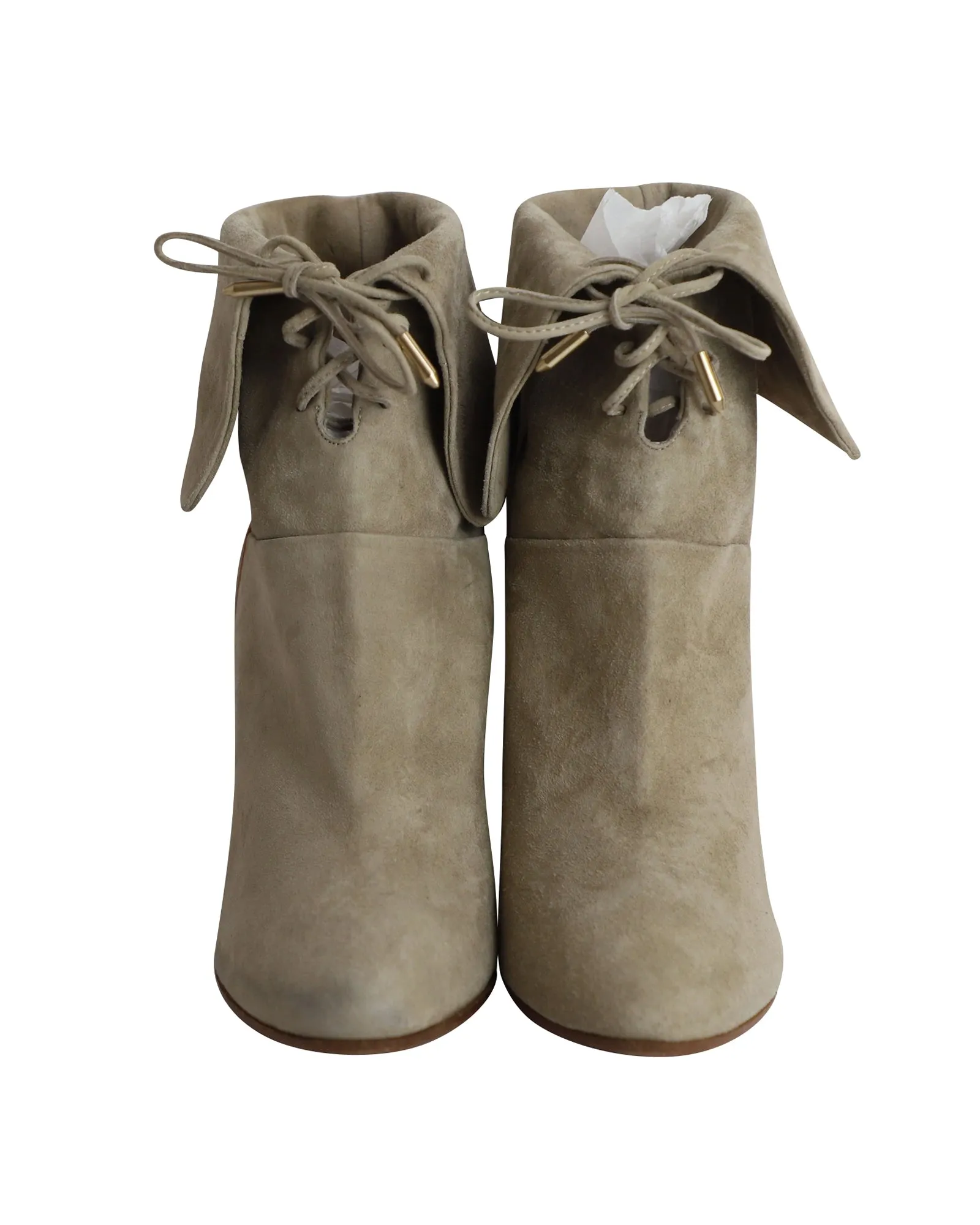 Aquazzura Cambridge Ankle Boots in Beige Suede