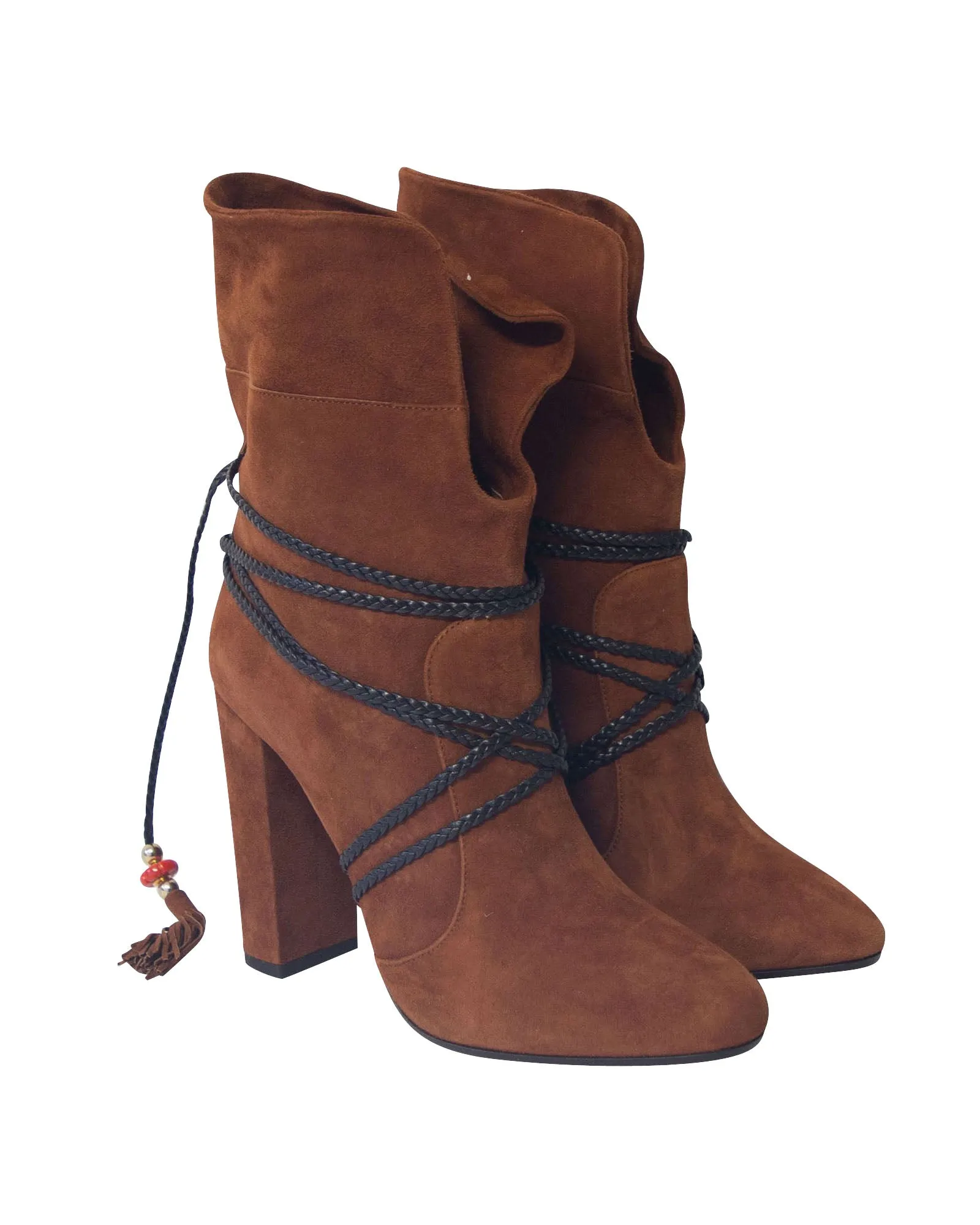 Aquazzura Moonshine Boots with Tie in Brown Suede