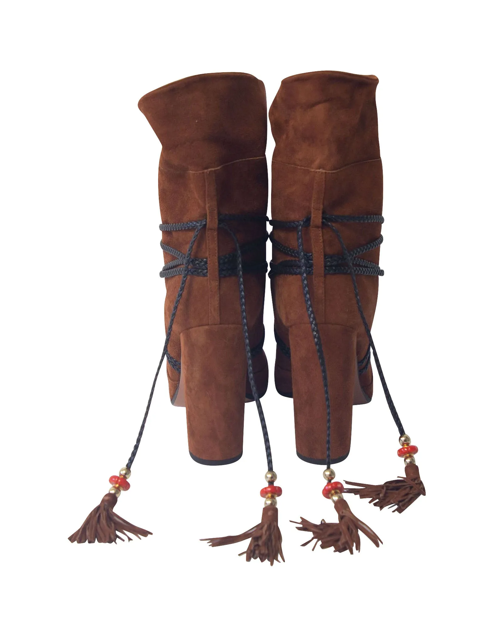 Aquazzura Moonshine Boots with Tie in Brown Suede