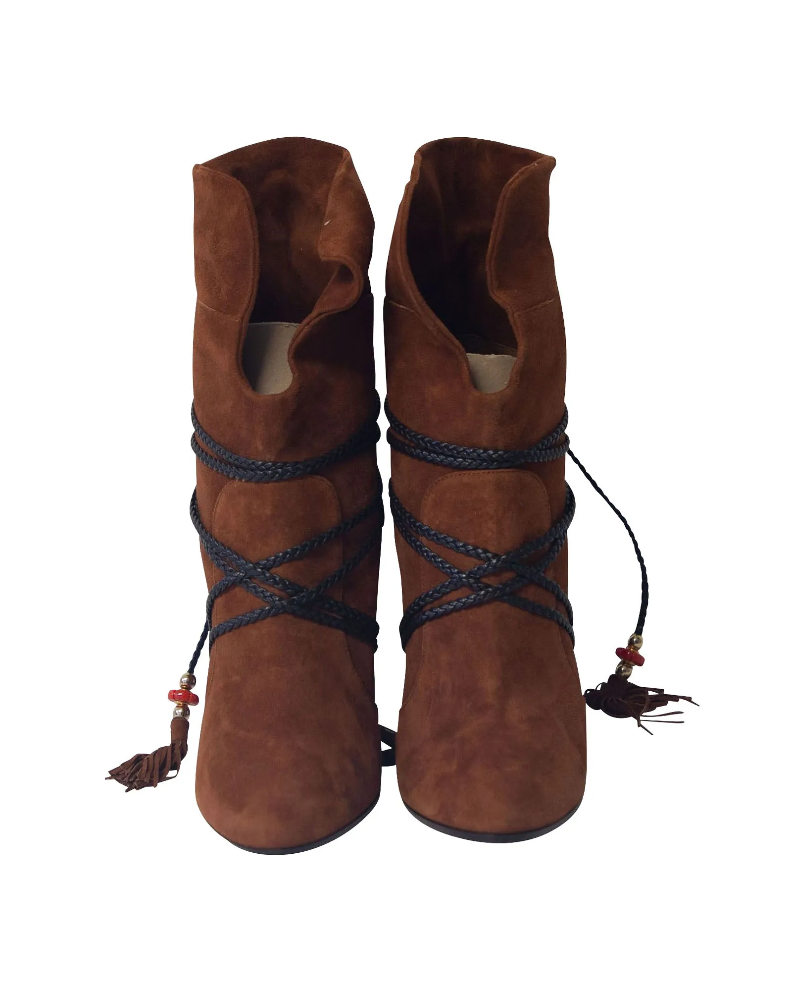 Aquazzura Moonshine Boots with Tie in Brown Suede