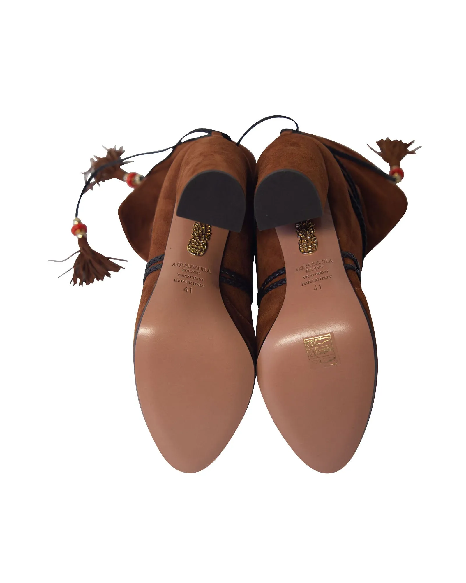 Aquazzura Moonshine Boots with Tie in Brown Suede