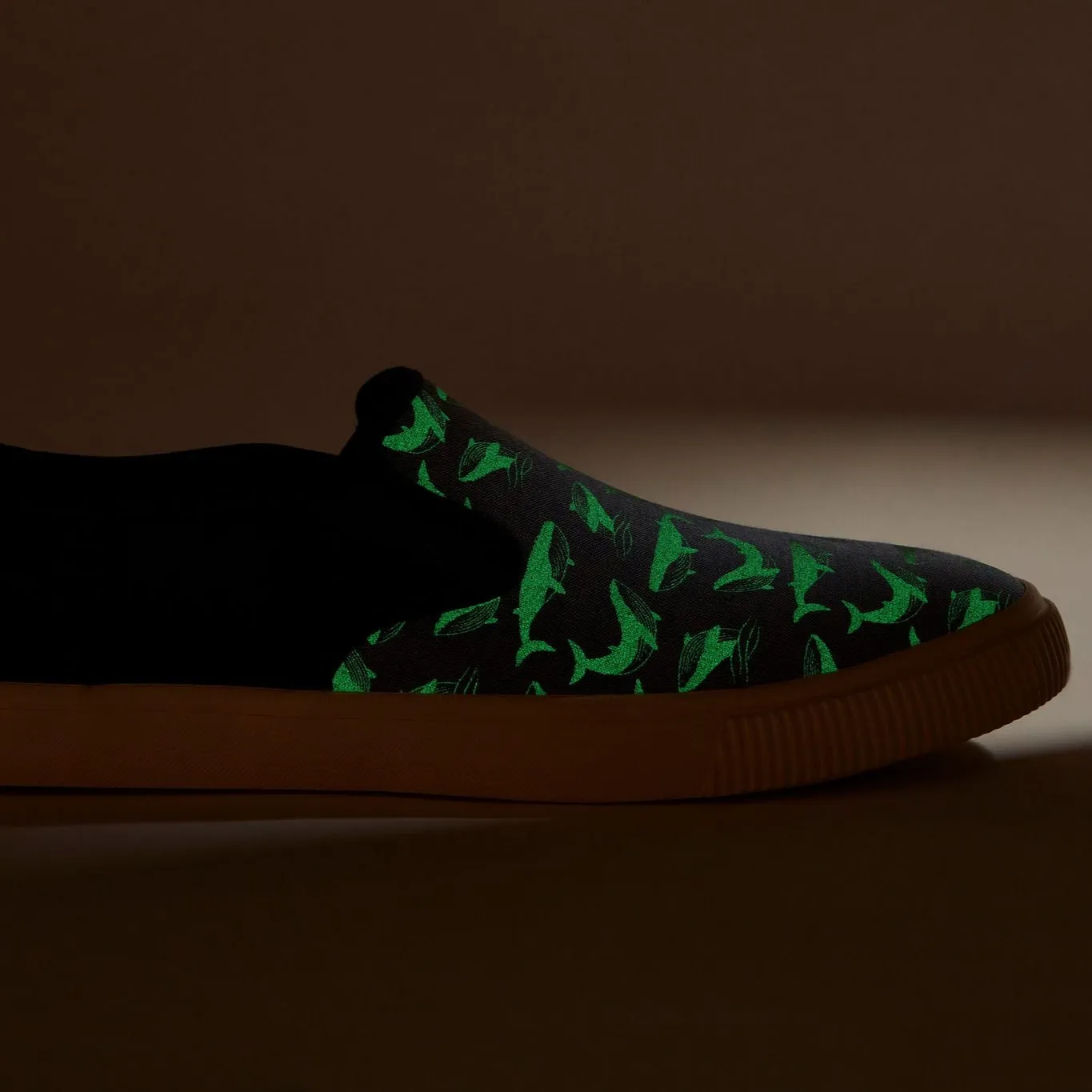 Baja Blue Glow in the Dark Whales Slip On Sneaker