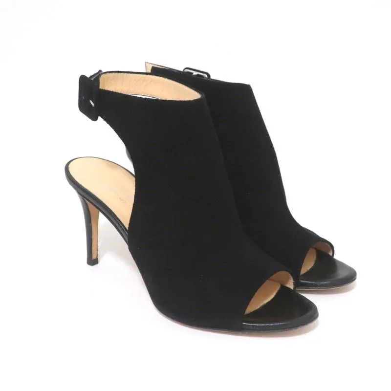 Barneys New York Co-Op Slingback Booties Black Suede Size 38 Open Toe Heel