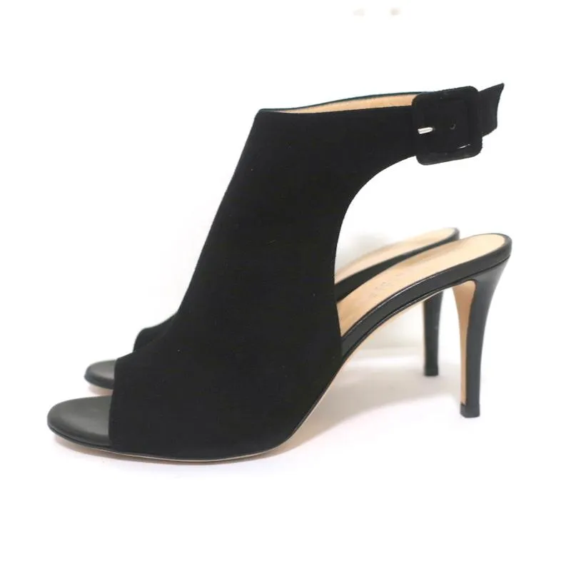 Barneys New York Co-Op Slingback Booties Black Suede Size 38 Open Toe Heel