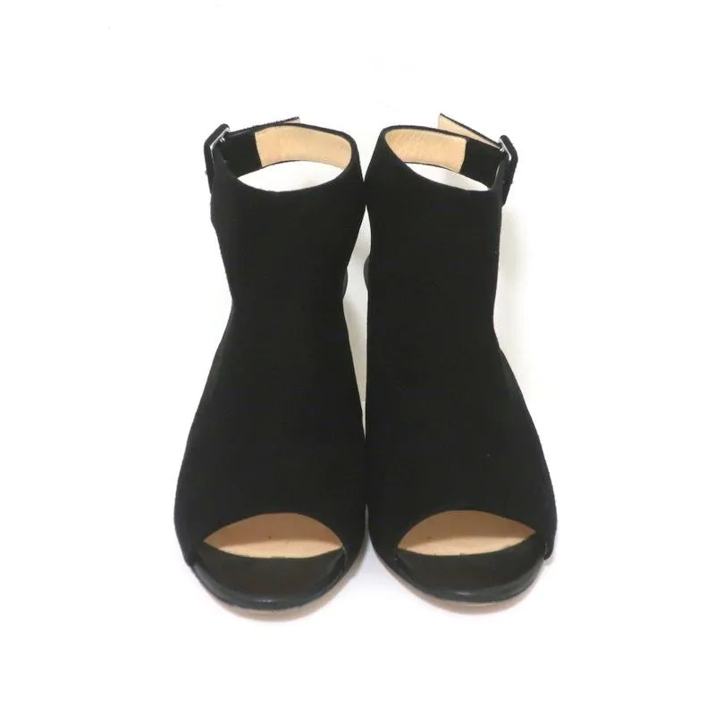 Barneys New York Co-Op Slingback Booties Black Suede Size 38 Open Toe Heel