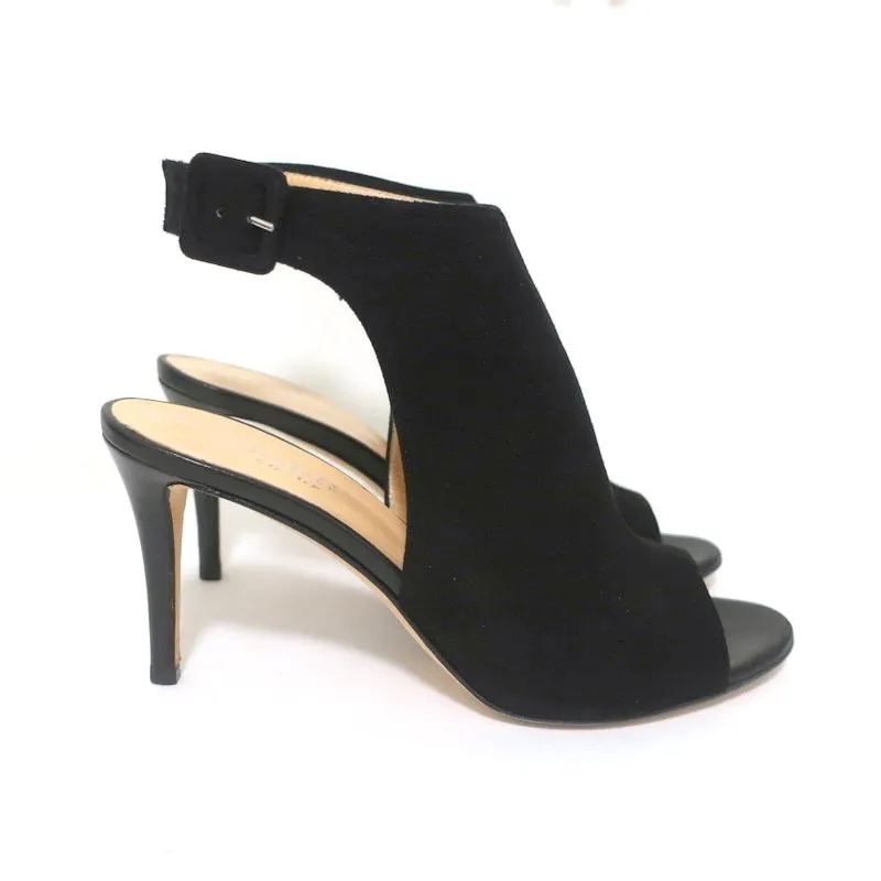 Barneys New York Co-Op Slingback Booties Black Suede Size 38 Open Toe Heel