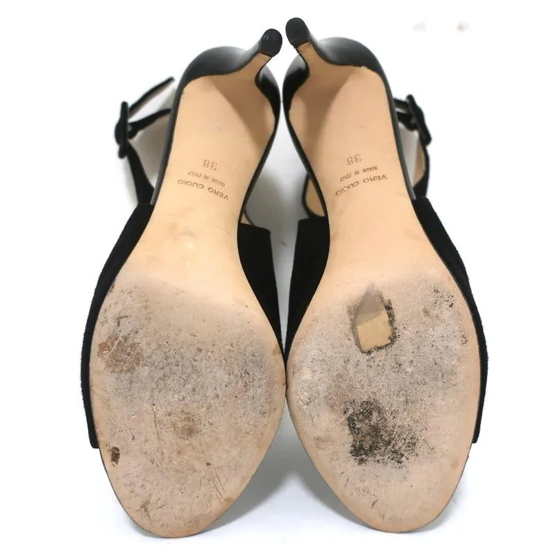 Barneys New York Co-Op Slingback Booties Black Suede Size 38 Open Toe Heel