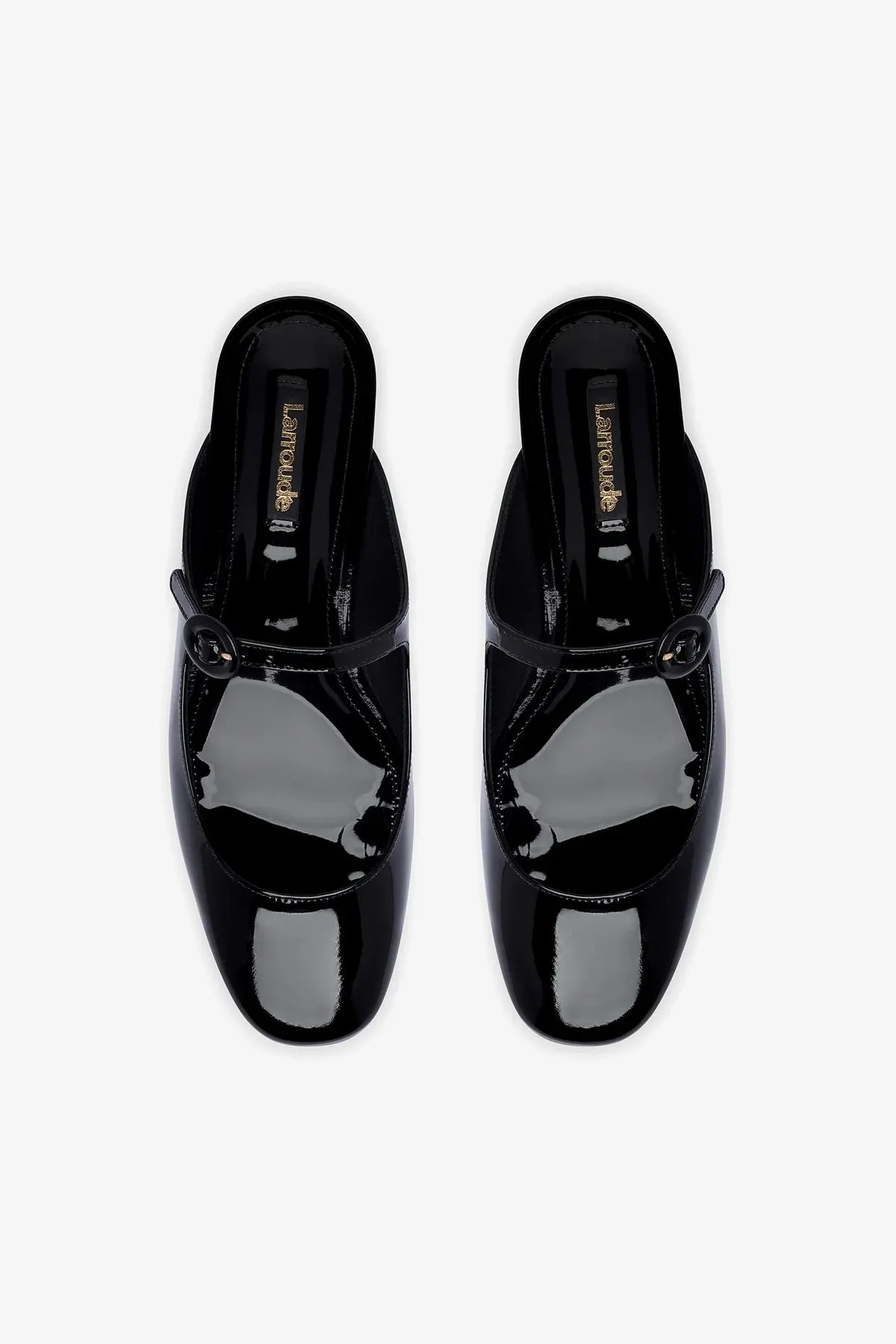 Blair Flat Mule In Black Patent Leather