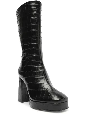BOTA SALTO ALTO Womens Leather Croc Prints Platform Heels