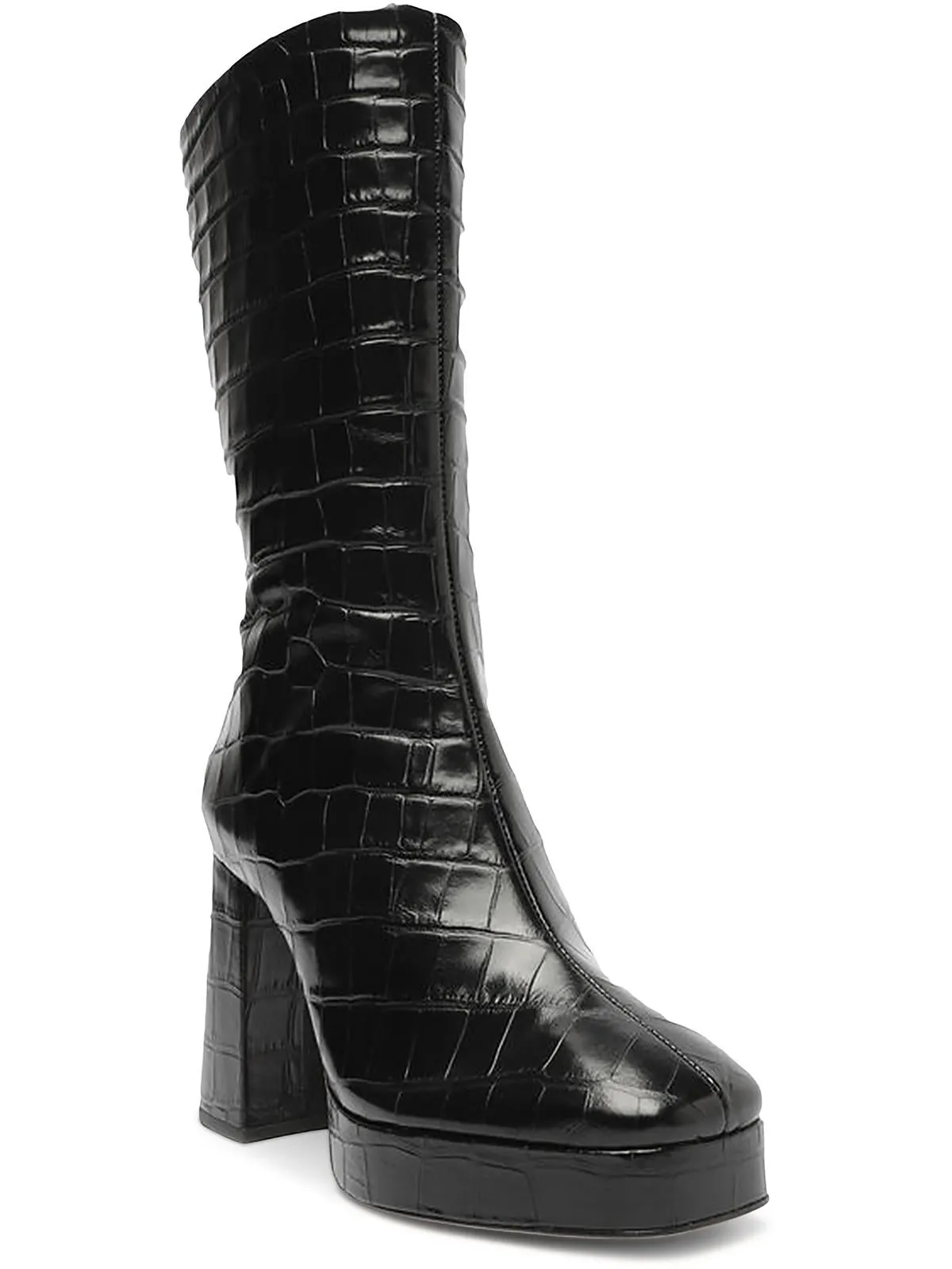 BOTA SALTO ALTO Womens Leather Croc Prints Platform Heels