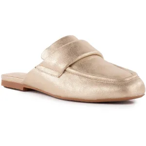 Brunch Date Womens Metallic Faux Leather Mules