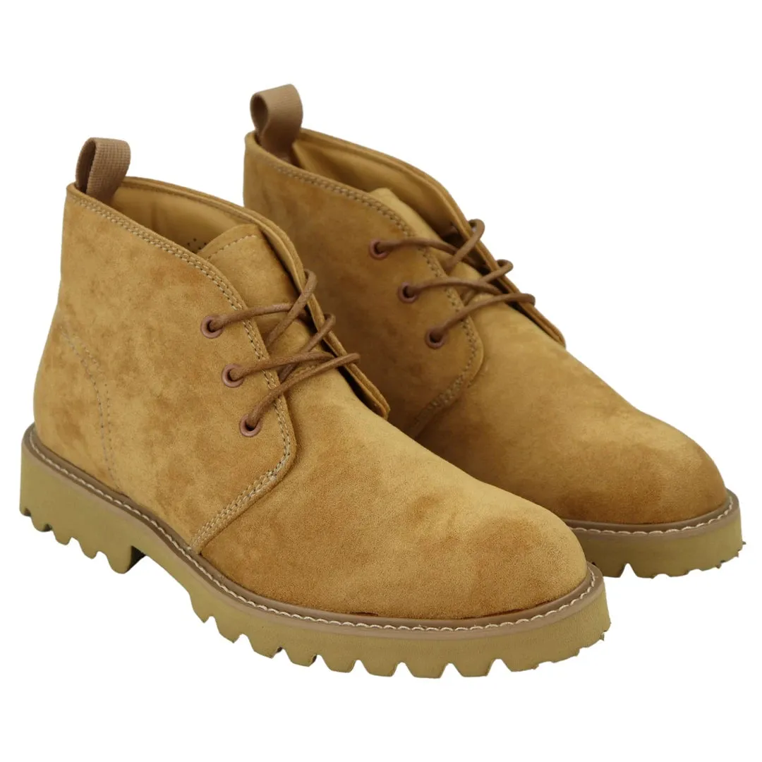 Camel Casual Hiking Boots Jeans Laced Ankle Suede Chukka