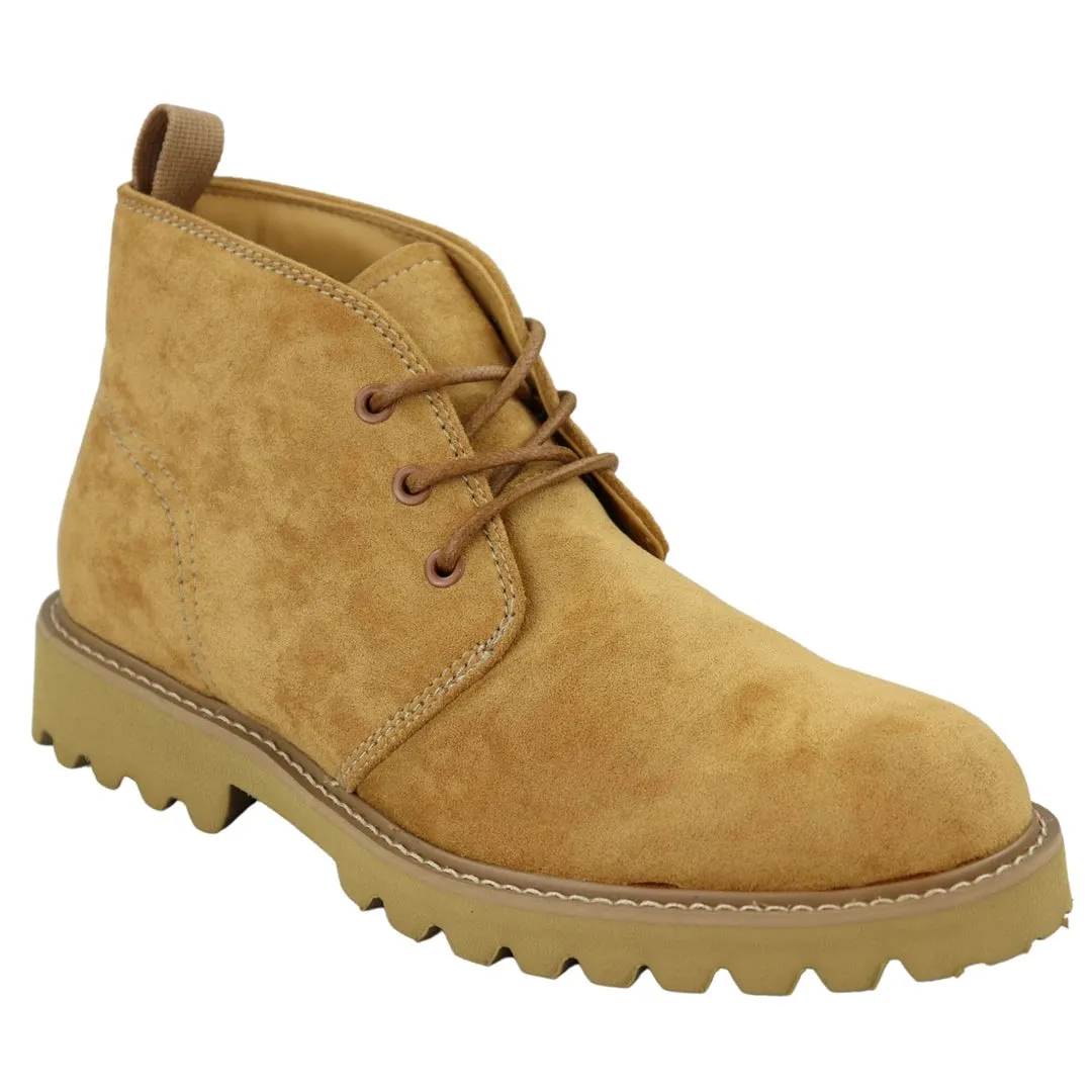 Camel Casual Hiking Boots Jeans Laced Ankle Suede Chukka