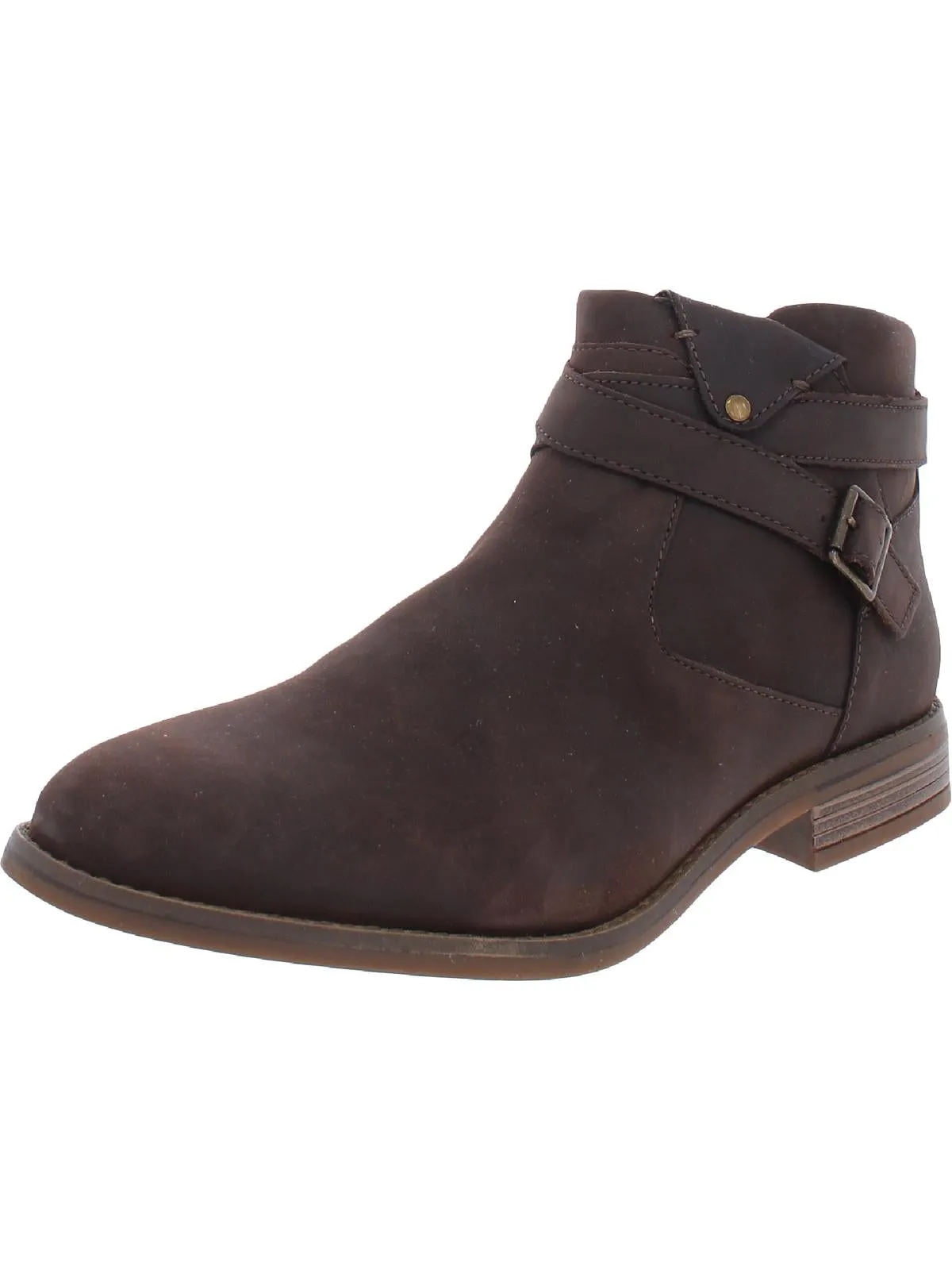 Camzin Dime Womens Leather Block Heel Ankle Boots