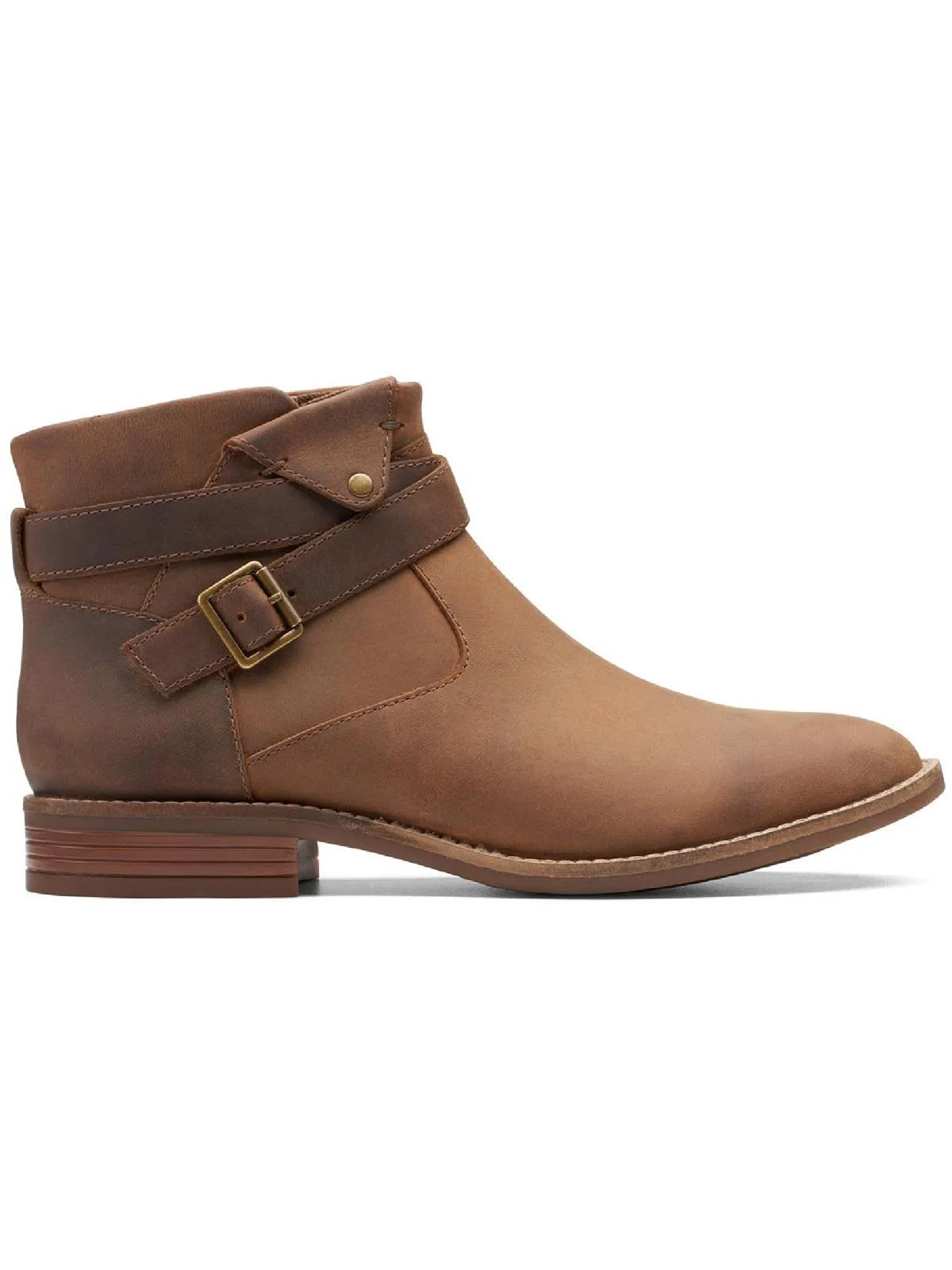 Camzin Dime Womens Leather Block Heel Ankle Boots