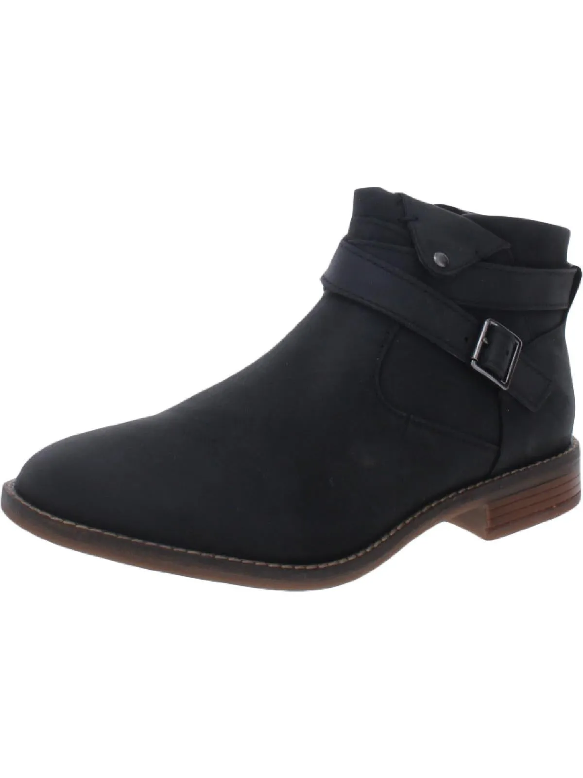 Camzin Dime Womens Leather Block Heel Ankle Boots