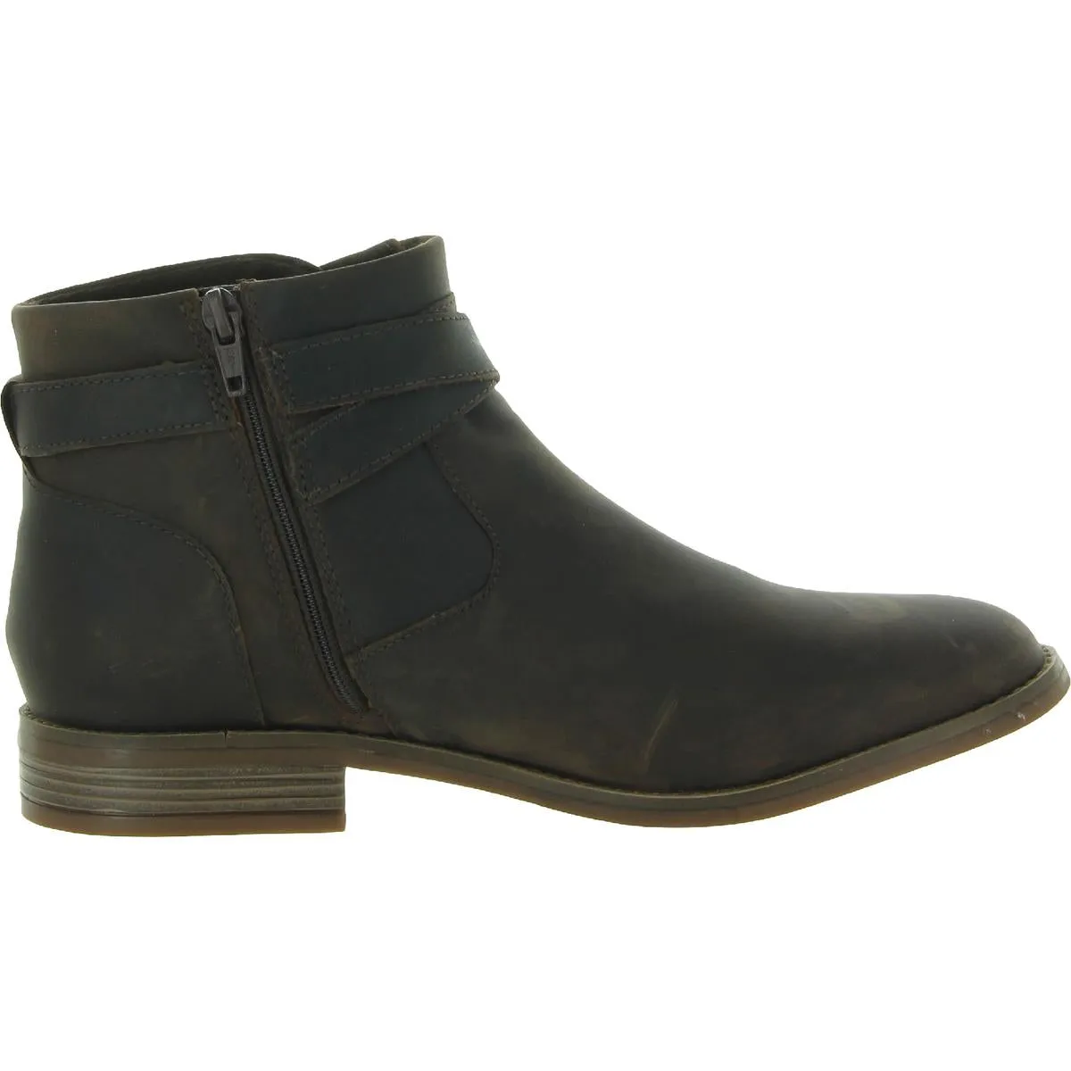 Camzin Dime Womens Leather Block Heel Ankle Boots