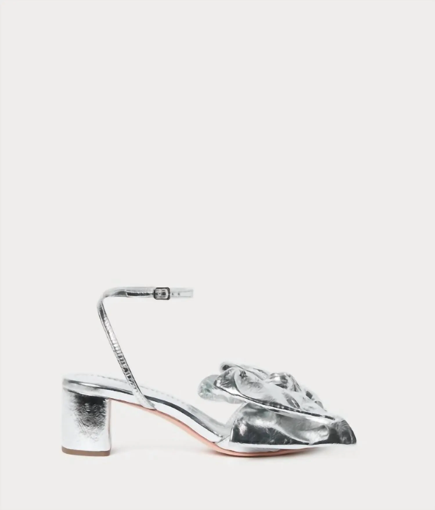Carmen Leather Bow Sandal In Silver