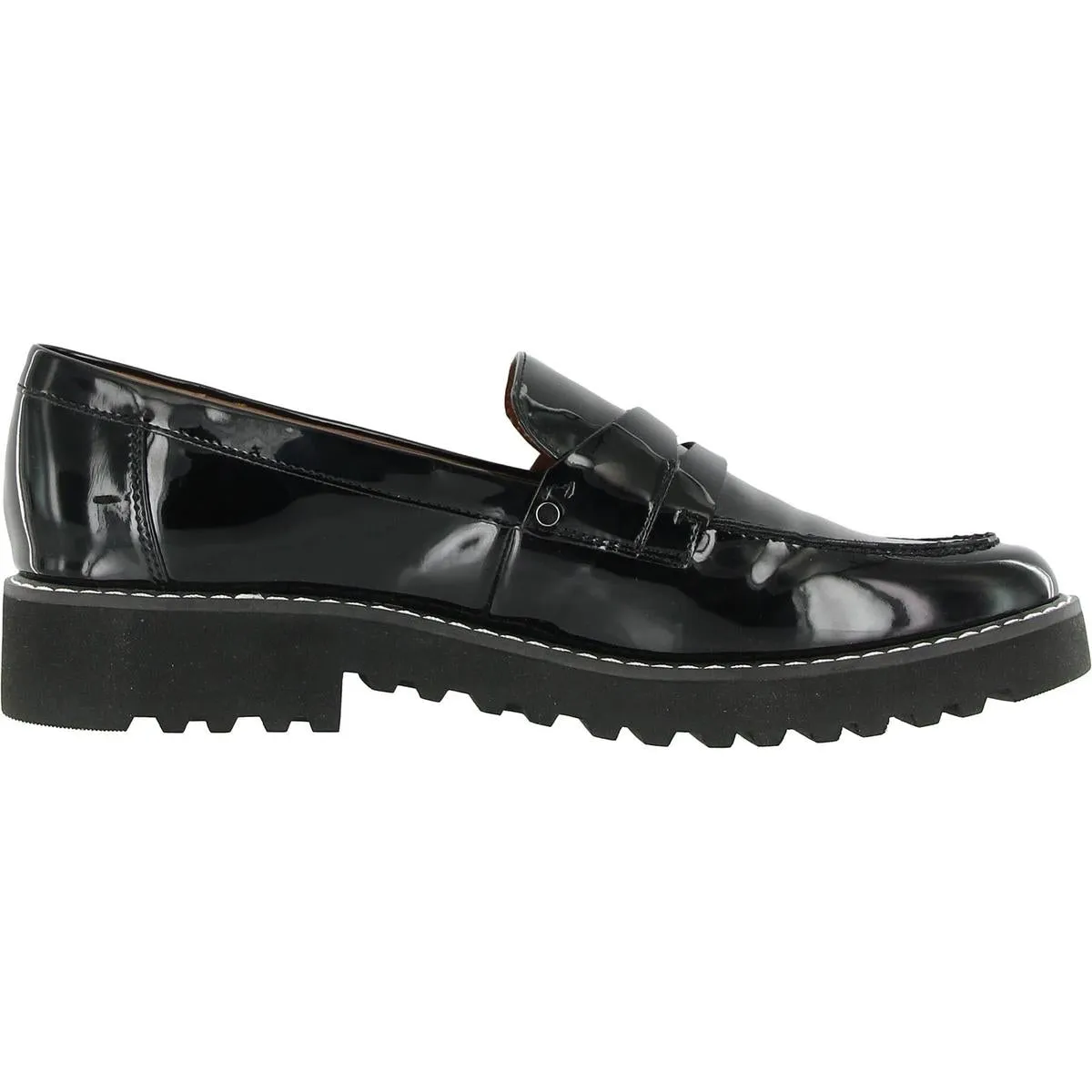 Cassandra Womens Lugged Sole Patent Loafers