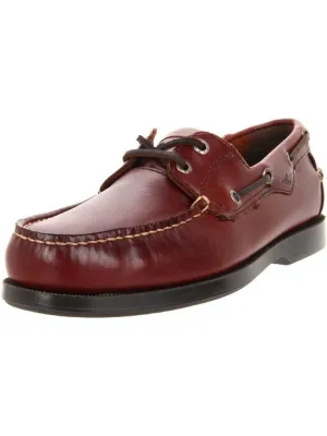 Castaway Mens Leather Moc-Toe Boat Shoes