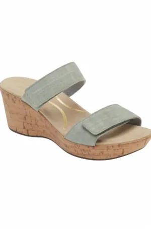Caveran Sandals In Teal Linen Leather