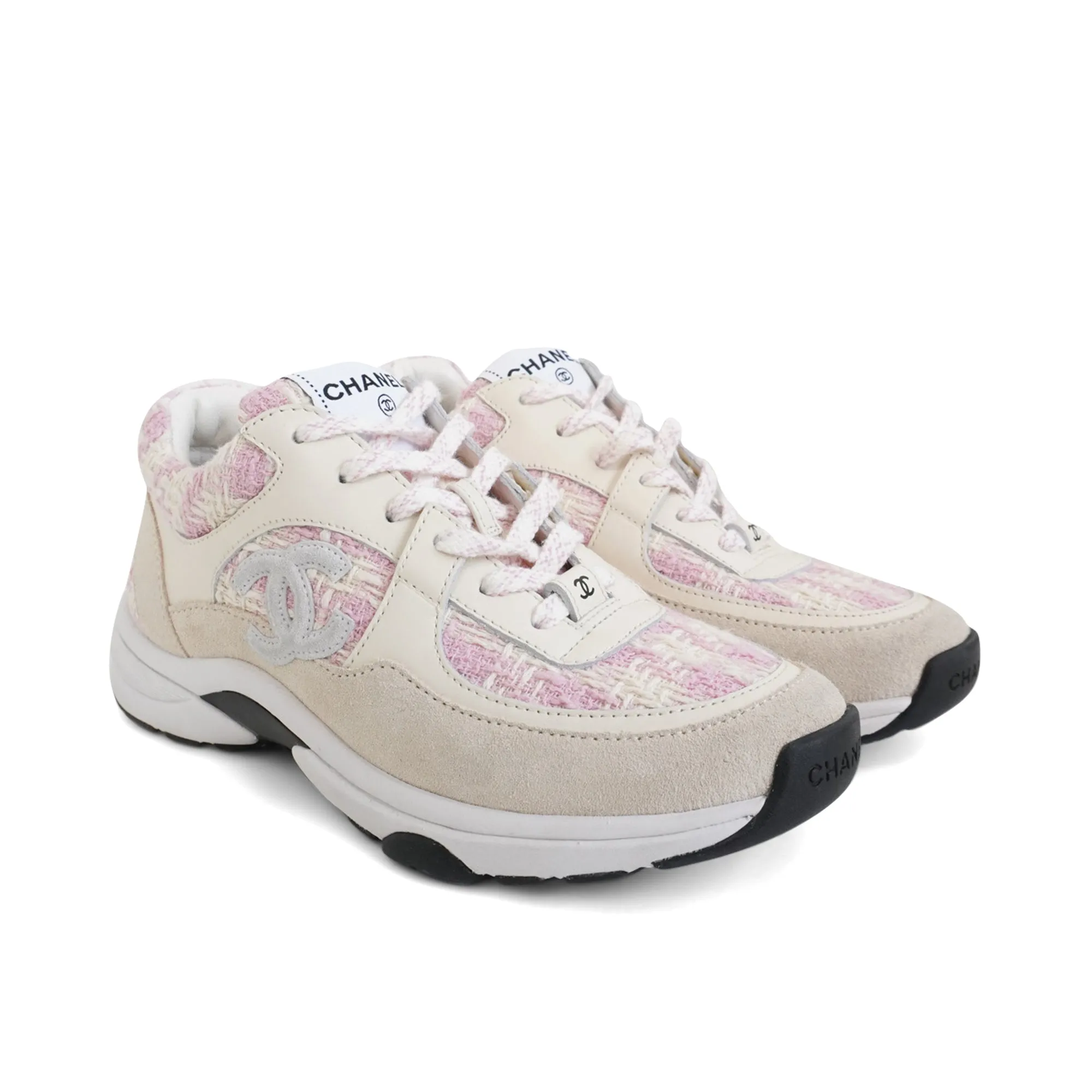 Chanel Pink Tweed Sneakers - Women's 36
