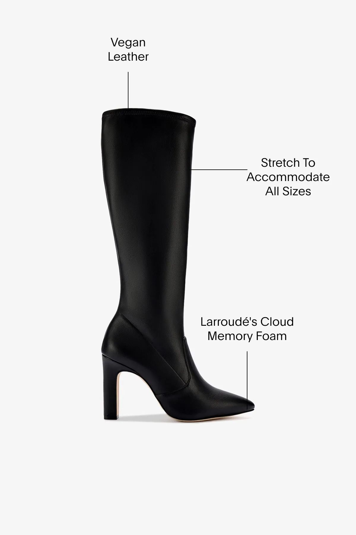 Christy Boot In Black Vegan Stretch Leather