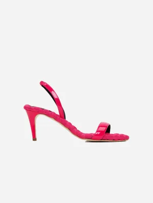 Claudia Vegan Patent Leather High-Heeled Slingback Sandals | Fuchsia