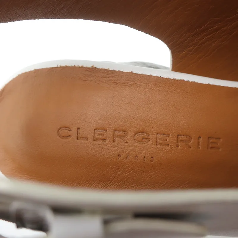 Clergerie Raffia Platform Wedge Sandals White Leather Size 36.5 NEW