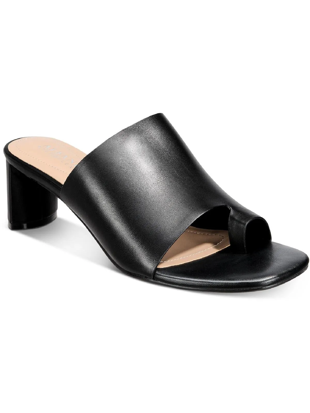 Colyerrl Womens Leather Block Heel Slide Sandals
