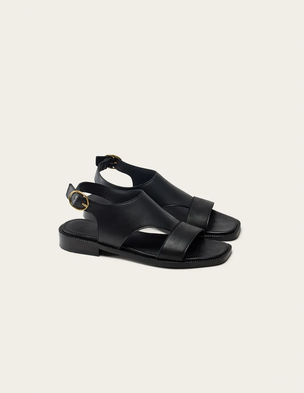 Corte Sandals - Black Leather