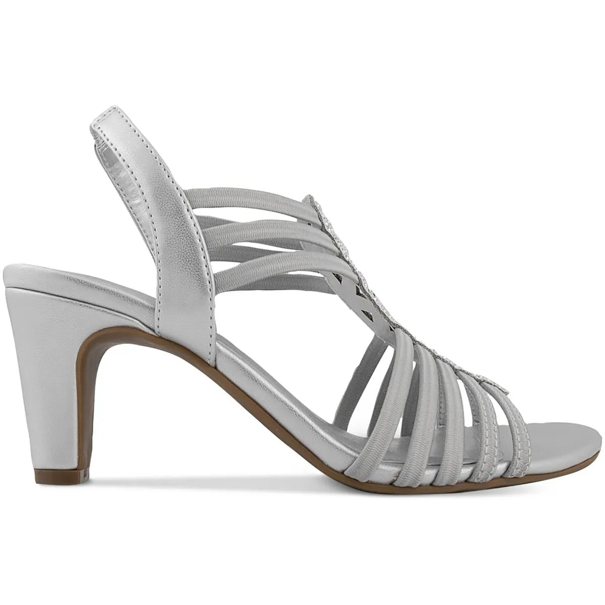 Danely Womens Faux Leather Rhinestone Slingback Sandals