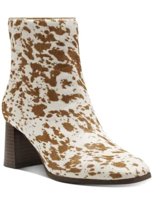 Dasha4 Womens Calf Hair Square Toe Ankle Boots