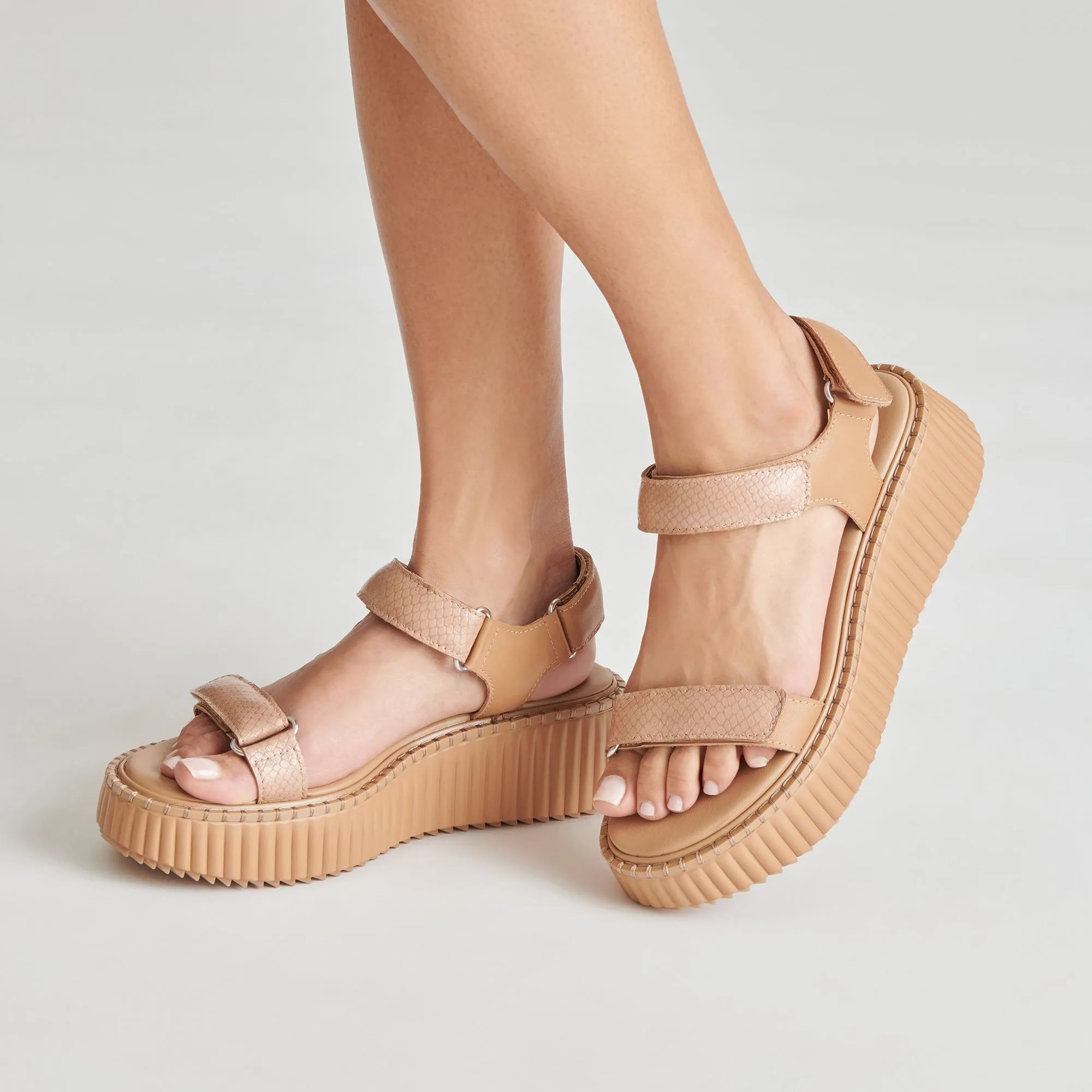 Debra Sandals Toffee Embossed Leather