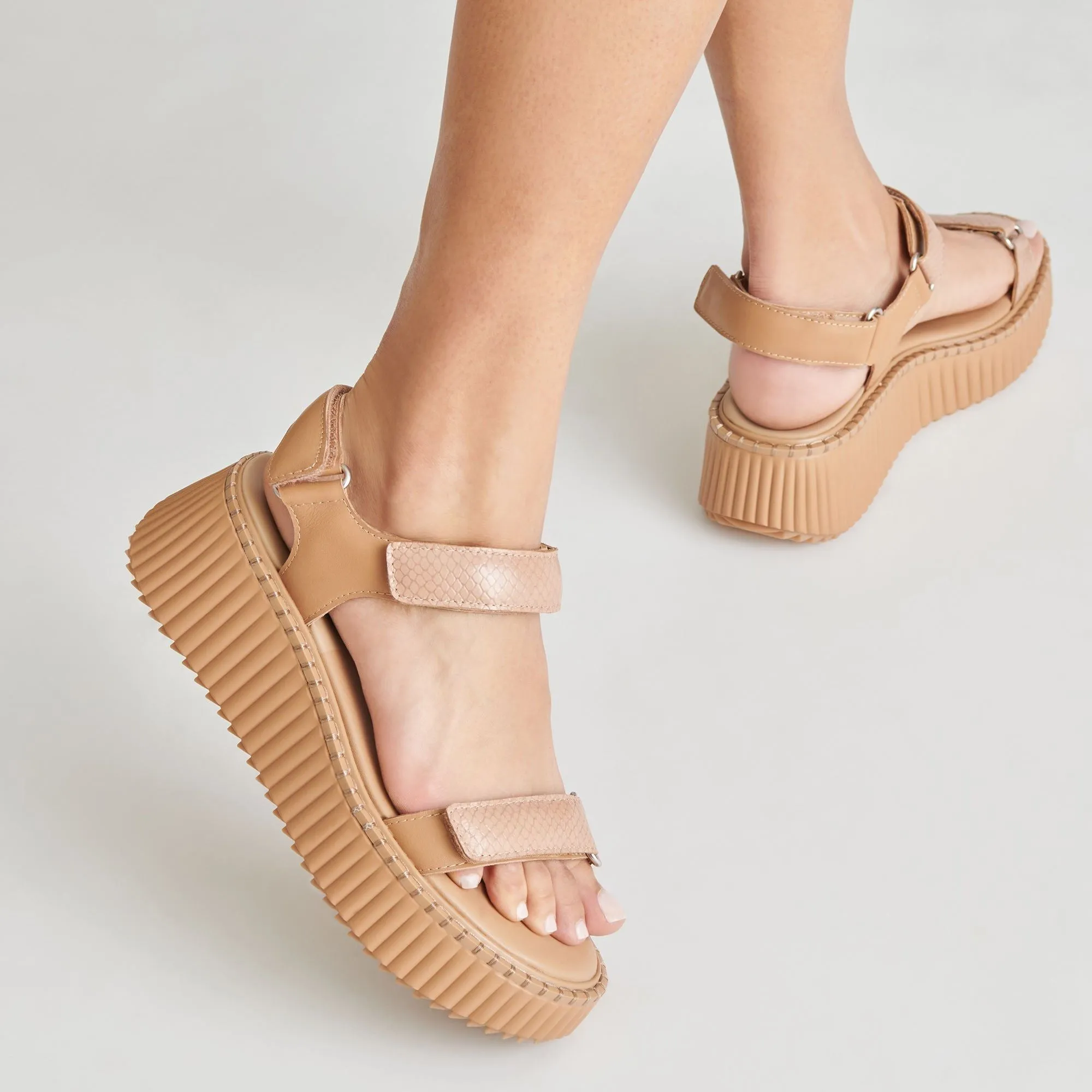 Debra Sandals Toffee Embossed Leather